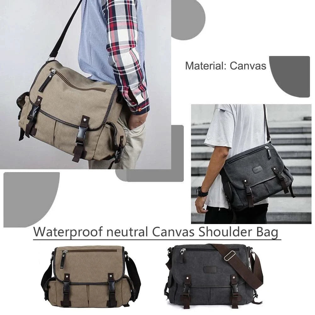 Classic Men Shoulder Bag Men's New Canvas Messenger Bag Outdoor Leisure Travel Multi Pockets Satchel Handbags Men's Designer Bag - M & M Global