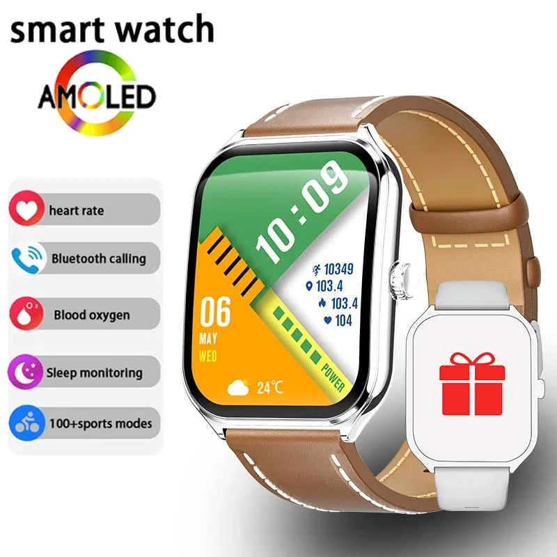 New Ultra Thin Smart Watch men 1.96" AMOLED 360*360 HD Pixel Display Always Show Time Call Reminder Smartwatch Ladies For huawei - M & M Global