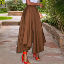 ZANZEA 2024 Summer Women Party Split Sundress Stylish Irregular Skirts High Waist Maxi Vestidos Solid Robe Saia Holiday Faldas