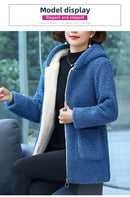 Thickened Hooded Cotton Jacket Women's Warmth Winter Coat Fleece Lined Mommy Style Outerwear Chinese Brand AE Stock
