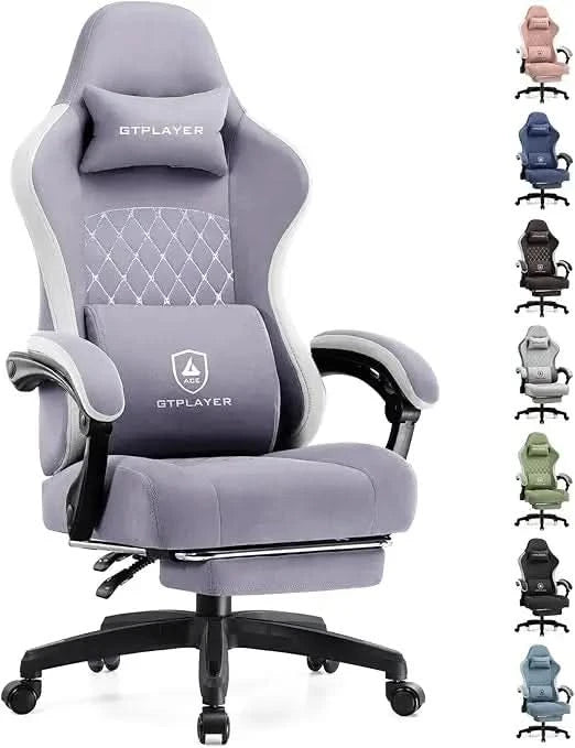 Gaming Chair, Computer Office Chair with Pocket Spring Cushion, Linkage Armrests and Footrest, High Back Ergonomic Computer Cha