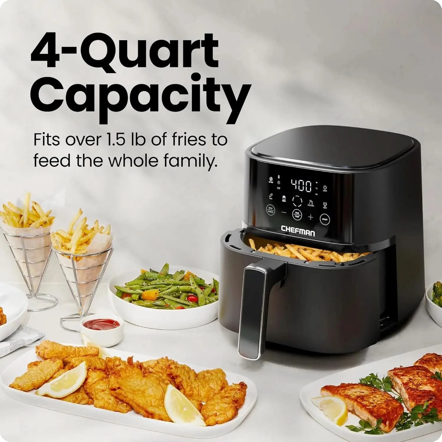 Air Fryer - 4 QT Compact Airfryer for Quick & Easy Meals in Minutes, Features Hi-Fry Technology for Extra Crisp, Touchscreen Con - M & M Global
