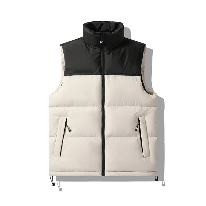 Men's Vest Jacket Autumn Winter Parkas Oversize Stand Collar Zipper Pockets Orange Windbreaker Waistcoat Plus Size Same
