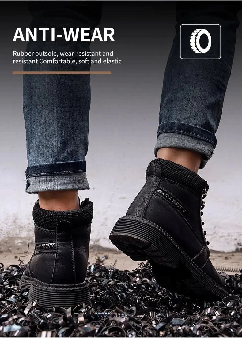 Men's Waterproof Steel Toe Work Boots High-Top Safety Shoes Slip Resistant Protective Boots Indestructible Comfort Arch Support