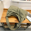 Vintage Style Canvas Messenger Bag Casual Travel Crossbody Bag Retro Large Capacity Shoulder Bag Multi Pocket Shoulder Bag - M & M Global