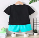 2025 summer new 2-piece children's cartoon short sleeved shorts, cute children's clothing, sportswear, comfortable, soft, breath - M & M Global
