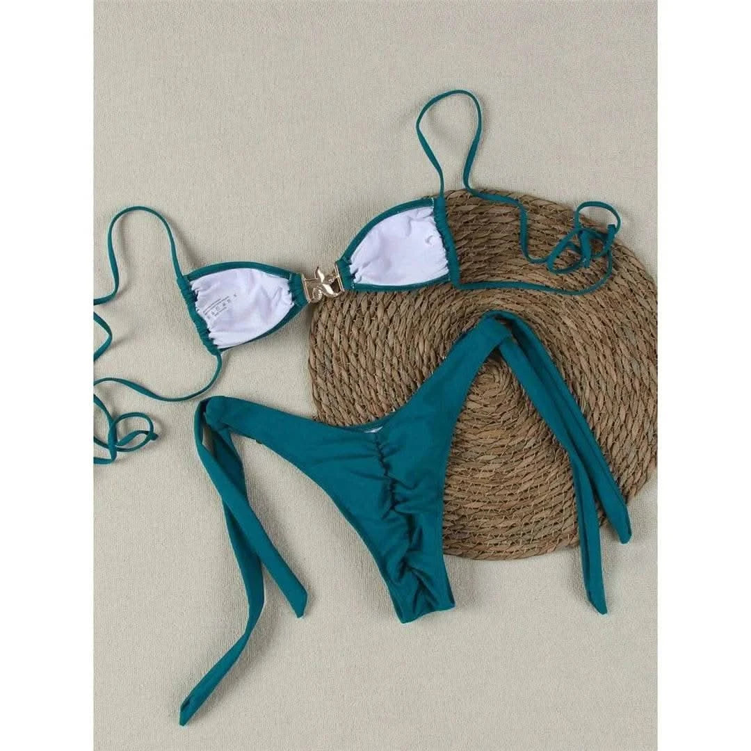 2025 Metal Star High Cut Scrunch Butt Bikini Female Swimsuit Women Swimwear Two-pieces Bikini set Bather Bathing Suit Swim V6419 - M & M Global