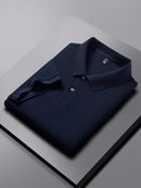 100% pure cotton boutique short sleeved high-end men's polo shirt summer high-quality solid color topsbusiness casual T-shirt