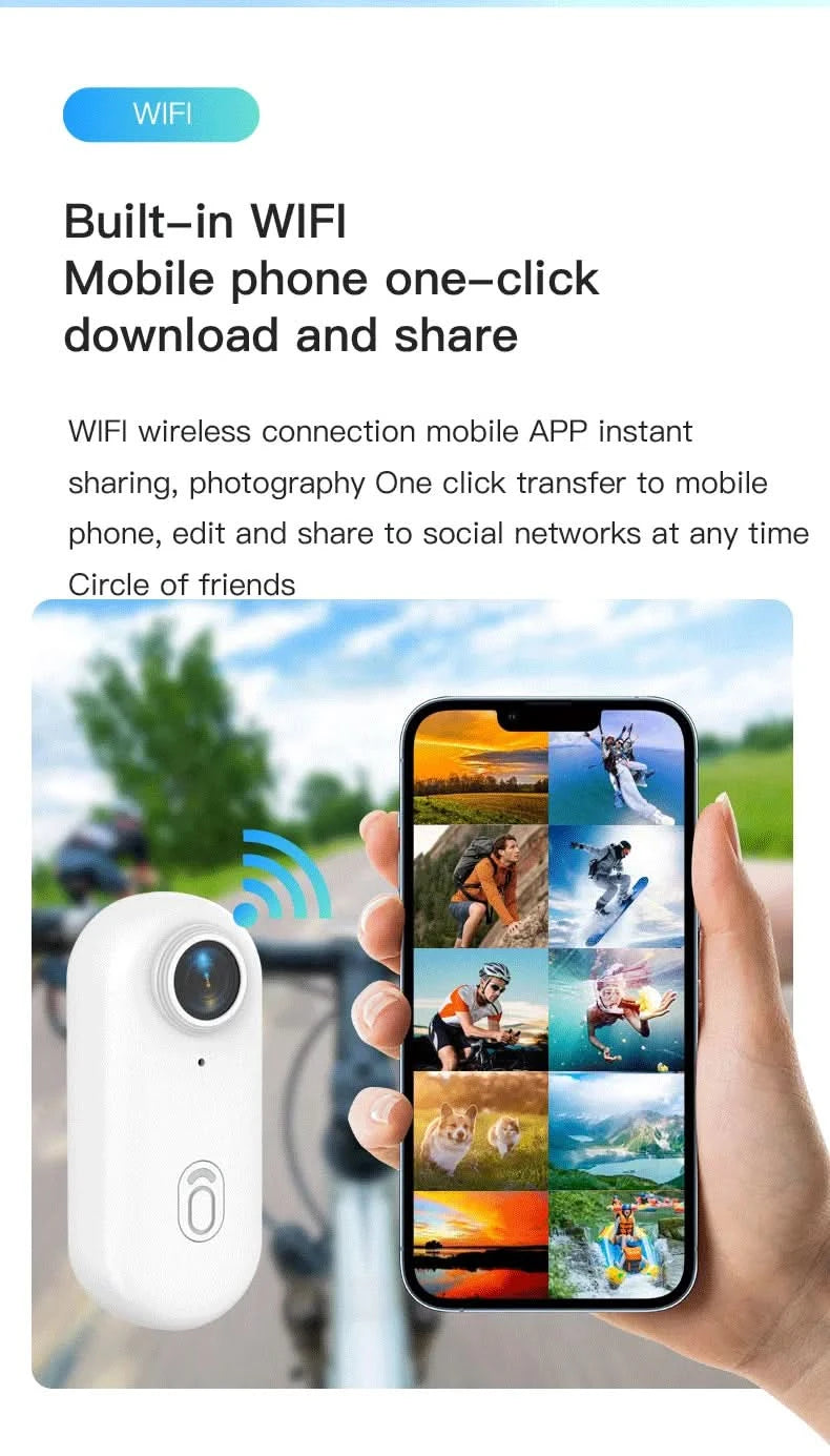 Pocket 4K Mini Camera  Magnetic Wearable Cam with Waterproof Shell WiFi Bike Camera Friendly for Casual Cycling Vlog Home Use - M & M Global