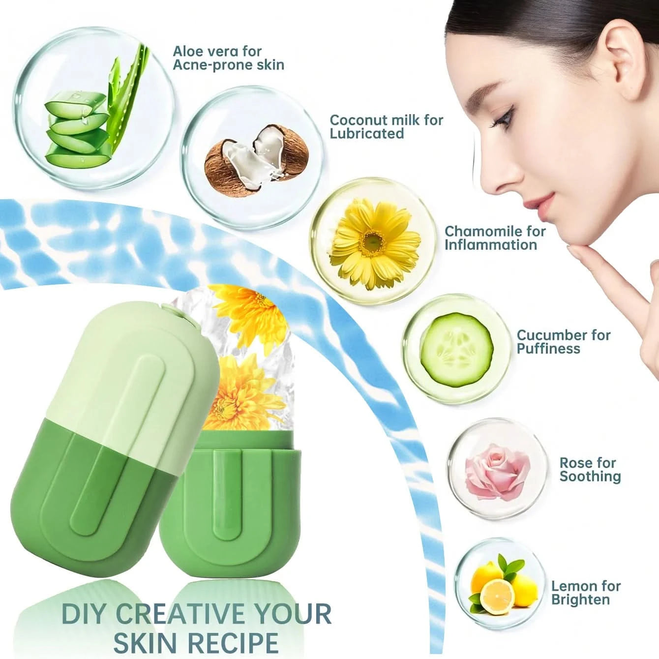 Silicone Ice Cube Trays Beauty Lifting Ice Ball Face Massager Contouring Eye Roller Facial Treatment Reduce Acne Skin Care Tool - M & M Global