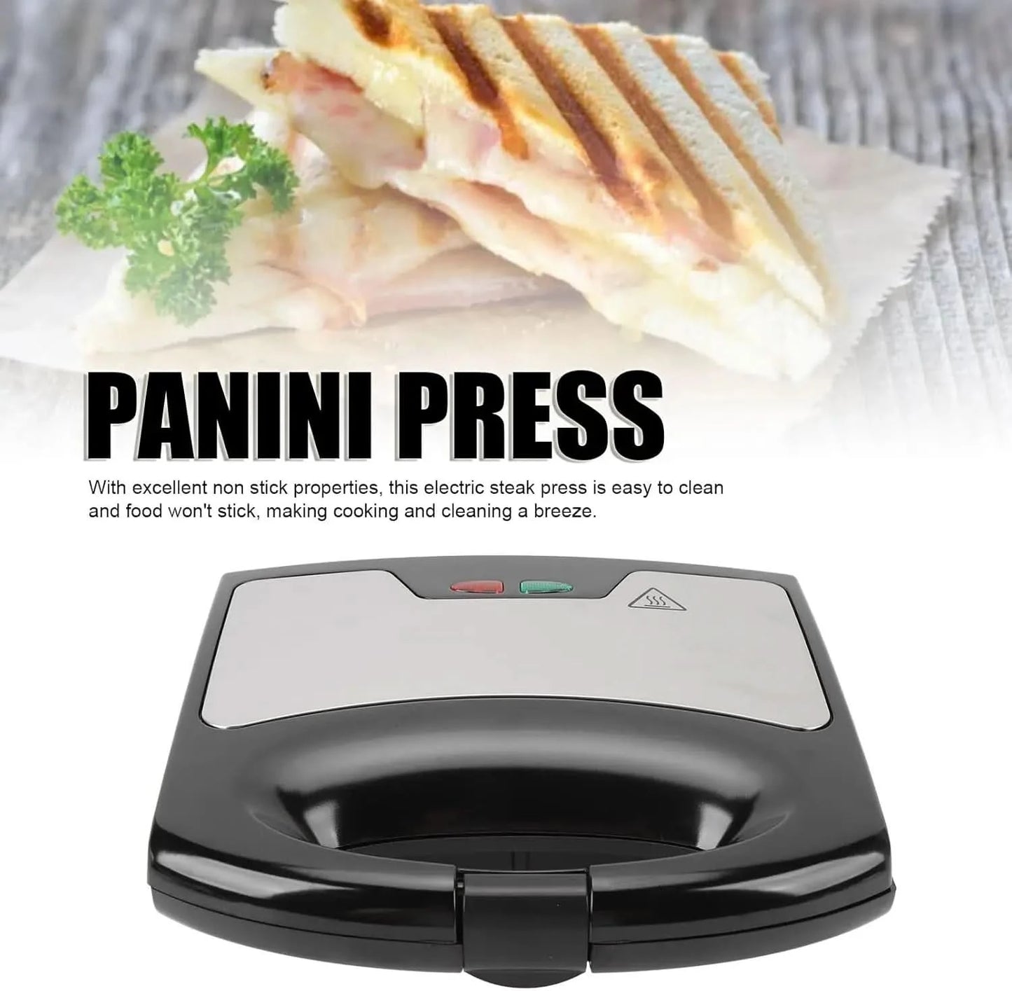 Sandwich Maker Panini Press Grill with Nonstick Plates, 800W Electric Sandwich Press Grill, Breakfast Sandwich Toaster Grilled C - M & M Global