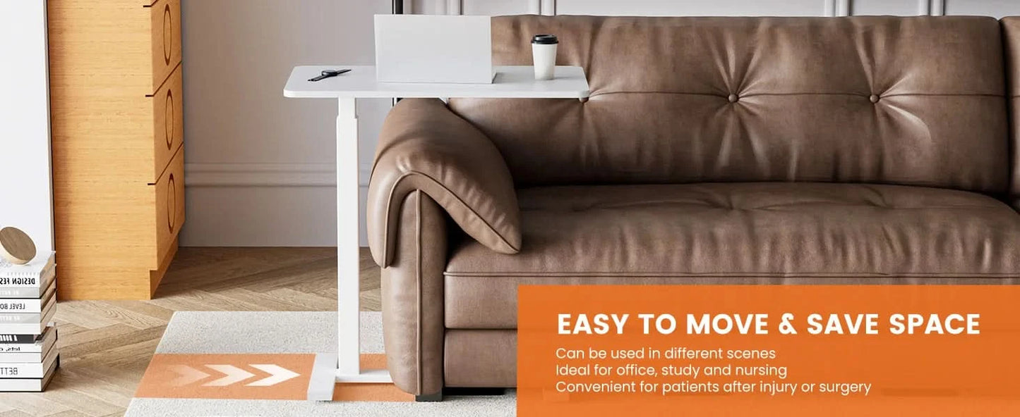JHK Overbed Bedside Sofa Table with Hidden Wheels Adjustable Height Home Use Bed Table Laptop Mobile Standing Desk For Bedroom