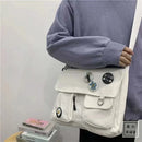 2025 Young Unisex Canvas Messenger Bag Postman Student Shoulder Bag Phone Bookbag Handbags Japanese style Daily Crossbody Bag - M & M Global