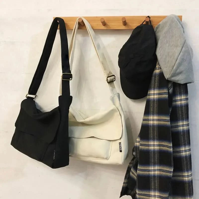 Women's Casual Canvas Messenger Bag Minimalist Crossbody Shoulder Sling Handbag for Students - M & M Global
