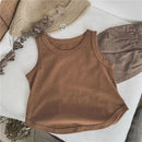 Korean Glutinous Kids Boys Tank Top Cotton Solid Round Collar Infant Babys Boy Vest Tees Thin Cool Sleeveless Tops For 1-6Y Boys - M & M Global