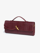 Burgundy bag cherry red envelope wine red envelope upscale new handbag European and American fashion crocodile flip hand organ b - M & M Global