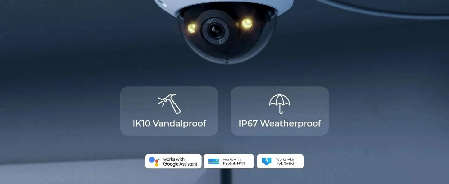 Reolink 5MP IK10 Vandal-Proof PoE Security Camera 4K Outdoor Turret IP Camera 8MP IP67 Waterproof Surveillance Cameras