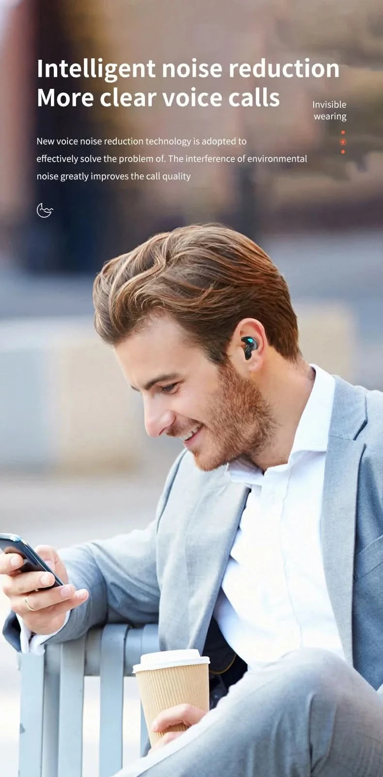 Sleep Wireless Earphone TWS Bluetooth 5.3 Headphones Hidden Earbuds IPX5 Waterproof Noise Reduction Sports Headset - M & M Global