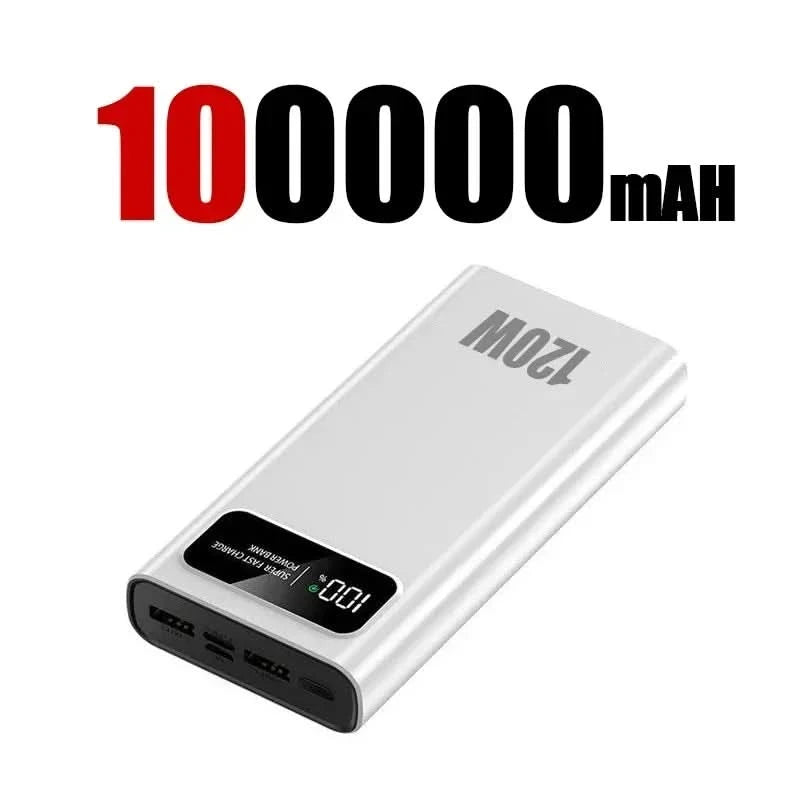 200000mAh Portable Power Bank External Battery High-capacity 120W Super Fast Charging LED Digital Display For Phone Durable Hot - M & M Global