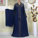New Muslim Abayas For Women Long Sleeved Dress Dubai Lady Elegant Long Dress Islam Clothing African Abaya Loose Robe With Turban - M & M Global