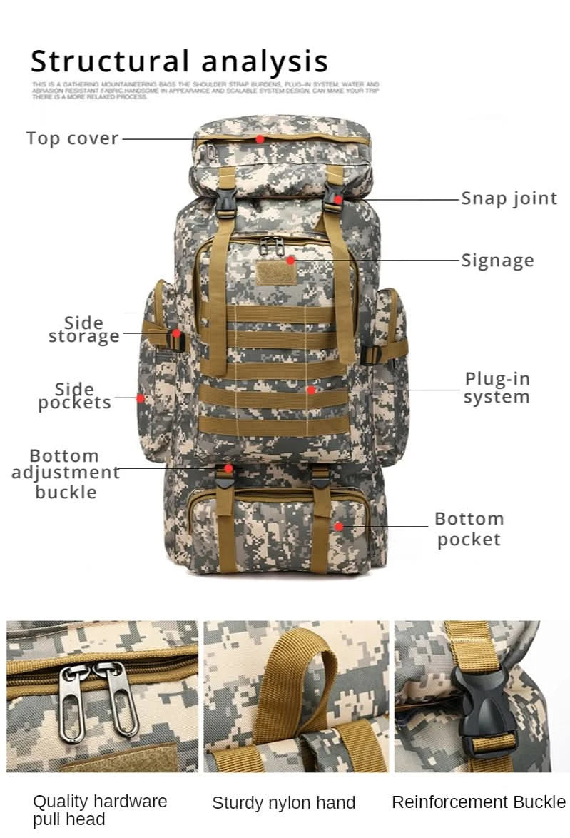 Rilibegan Men Travel Backpack Tactical Climbing Outdoor Hiking Camouflage Multifunctional Bag Men Backpack - M & M Global