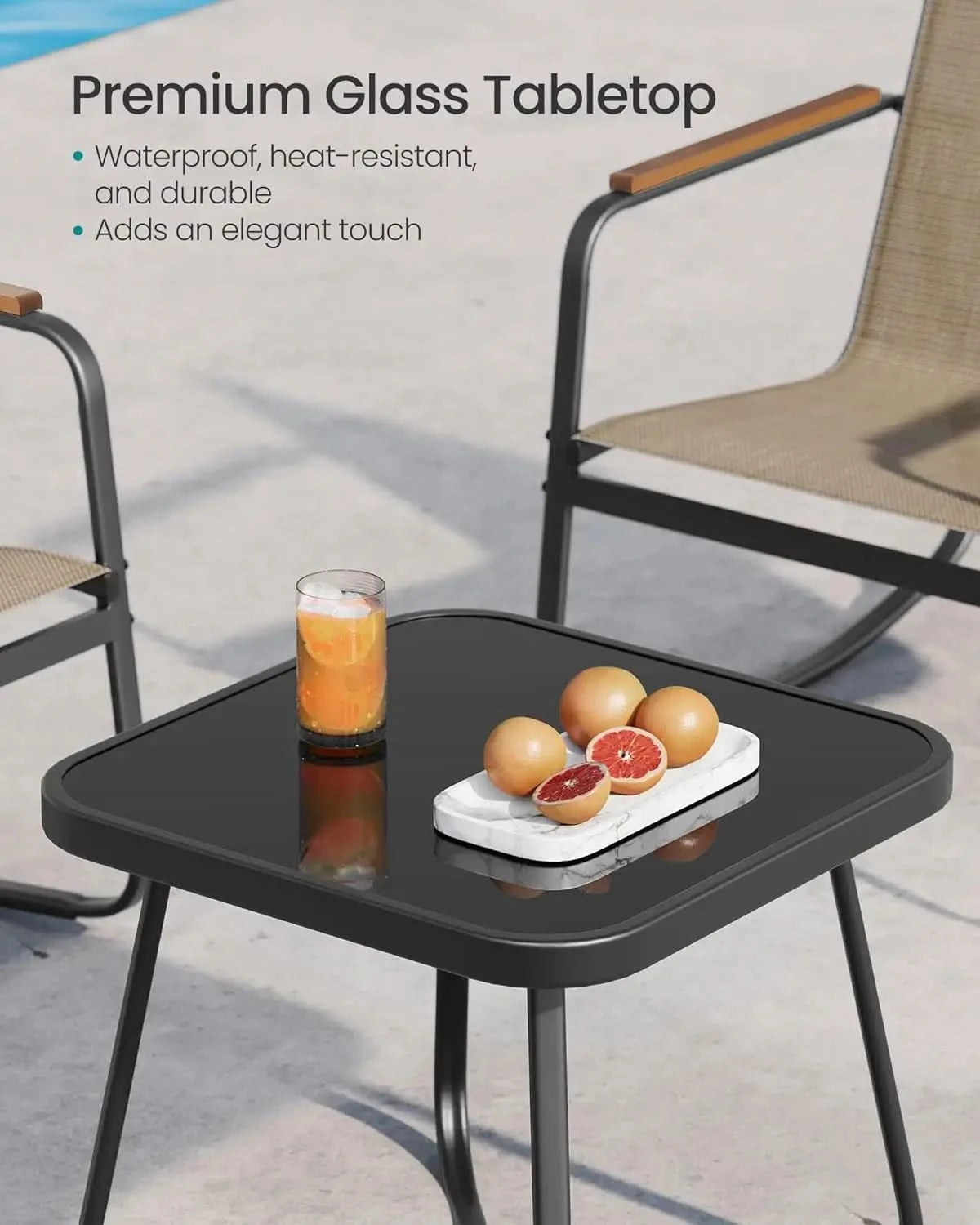 3-Piece Patio Set. Garden Conversation. 2 Rocking Chairs, Table. Steel Frame. Breathable Fabric. Yellowish Brown. UGGF0027K01.
