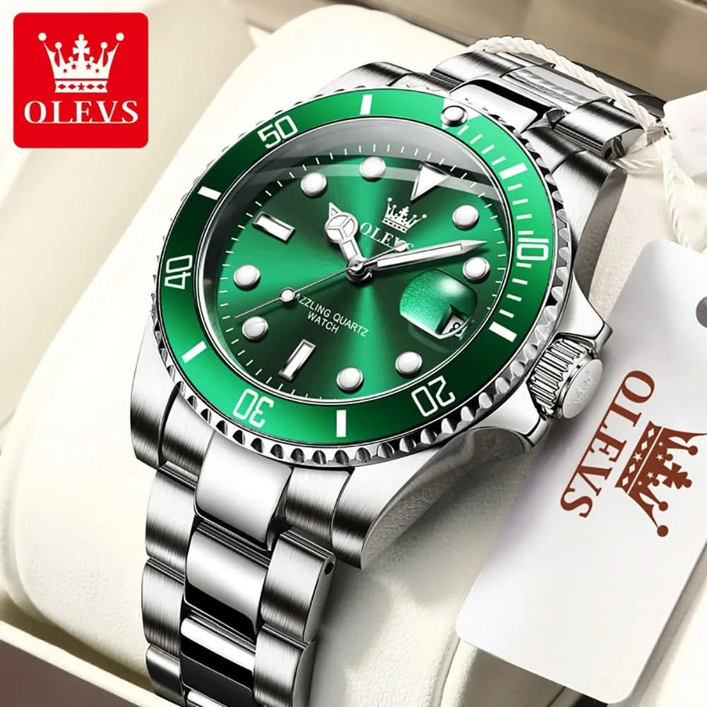 OLEVS Watches for Men with Date Luxury Big Face Waterproof Mens Wristwatch Analog Dress Two Tone Stainless Steel Man Watch - M & M Global