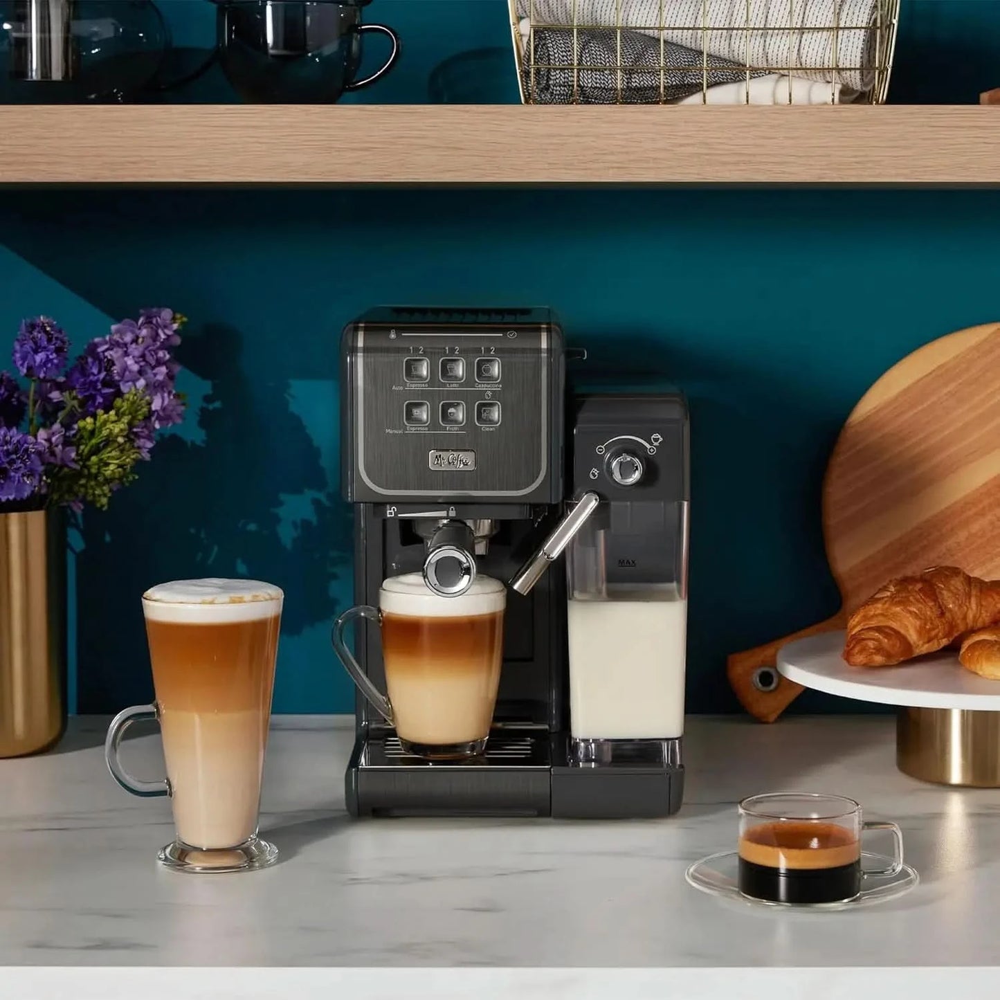 One-Touch CoffeeHouse+ Espresso, Cappuccino, and Latte Maker Home Coffee Machine with 19-Bar Italian Pump, and Milk Frother Idea - M & M Global