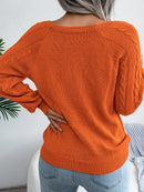 Women Casual Square Collar Buttons Long Sleeve Knitted Pullover Sweaters for Autumn Winter 2026