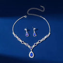 2pcs/set Jewelry Sets Women Elegant Waterdrop Rhinestone Pendant Necklace stud Earrings Wedding Dress Bridal Jewelry Set - M & M Global