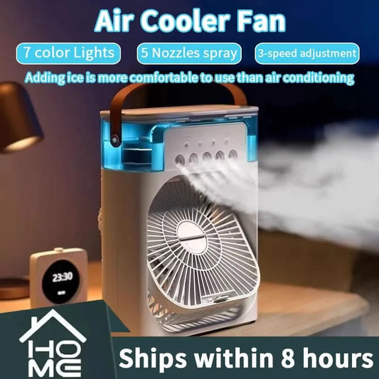 New 3 In 1 Fan AIr Conditioner Household Small Air Cooler LED Night Light Portable Humidifier Air Adjustment Fan Office Home Fan - M & M Global