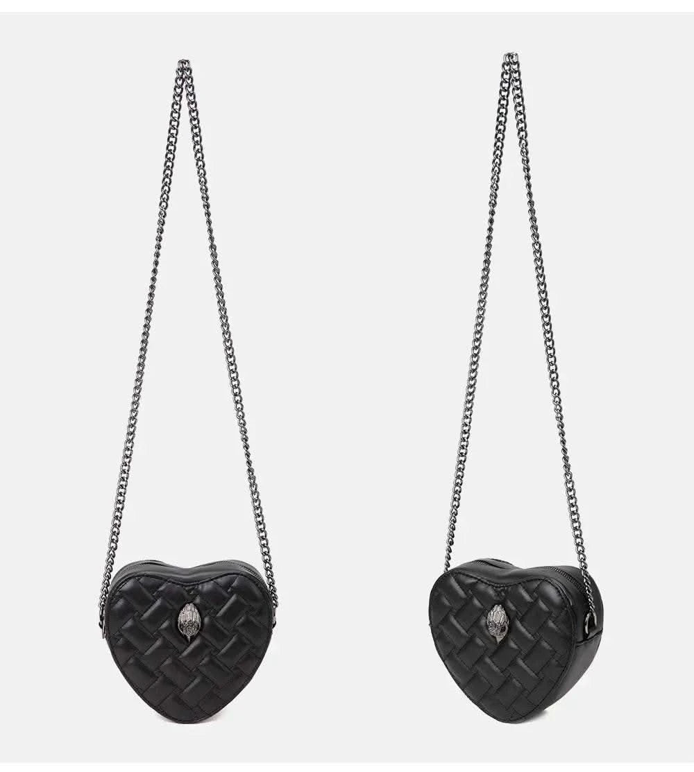 2024 Women's Heart-Shaped Herringbone Crossbody Bag with Eagle and Bird Head Shoulder Bag Chain Purse - M & M Global