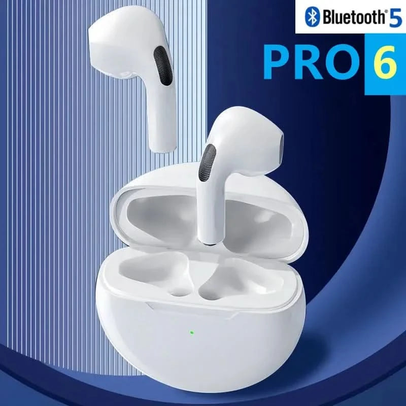 TWS Pro6 Earphone Bluetooth Headphones with Mic 9D Stereo Pro 6 Earbuds for Xiaomi Samsung Android Wireless Bluetooth Headset - M & M Global