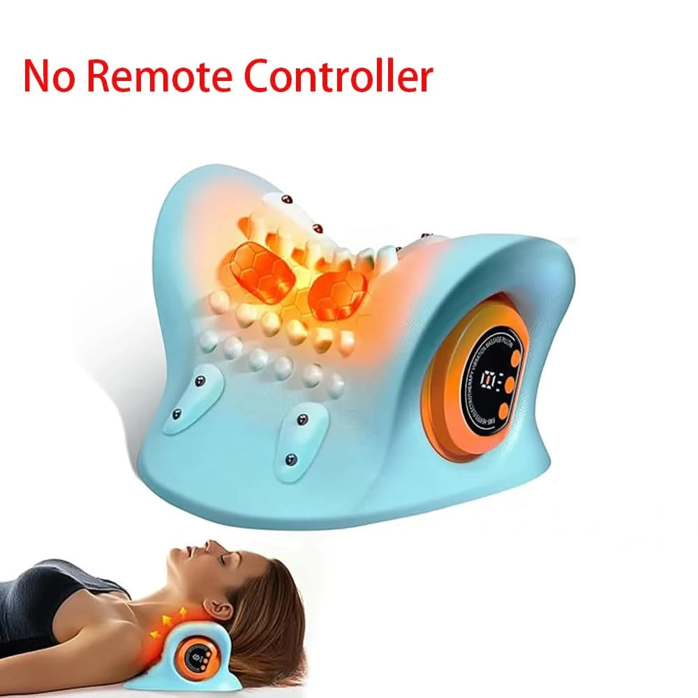 Portable EMS Neck Massager With Heat Low-Frequency Pulse Neck Cervical Spine Traction Relaxer Massage Pillow With Remote Control - M & M Global