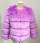 DEAT Fashion Orange Imitation Fox Fur Grass Coat Women's Round Neck Plush Thick Jacket Winter New 7A1578