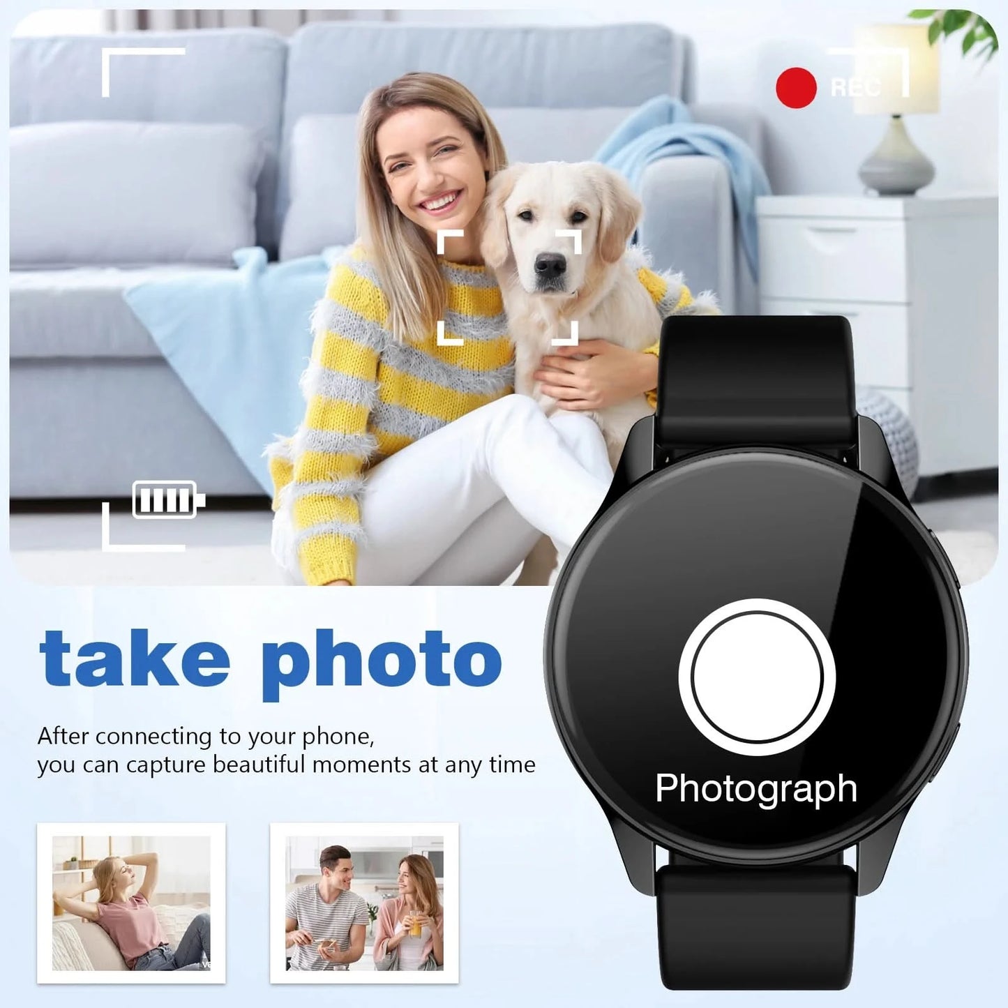 2025 new smart watch, Bluetooth call, message reminder, music playback, shutter control, weather forecast, unisex