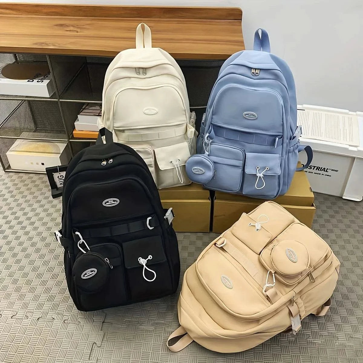 Backpack Simple Large Capacity Sports Travel Backpack Junior High School Leisure Backpack Tutorial Bag - M & M Global