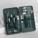 Green 7/13/24 pcs Stainless Steel Nail Cutter and Pedicure Scissors Set - Portable Manicure and Pedicure Tool Nail Clipper Set
