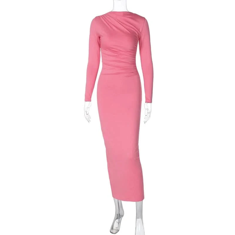 Hawthaw Women 2024 Spring Autumn Long Sleeve Party Club Evening Streetwear Bodycon Long Dress Wholesale Items For Business D3A14 - M & M Global