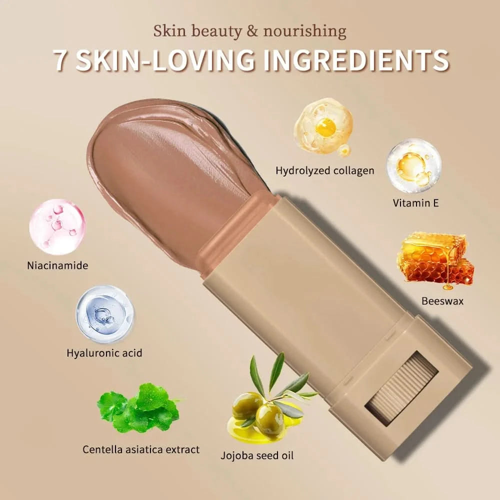 Stick Foundation Balm Serum Boosted Skin Tint Foundation Stick Smooth Plumper Hight Coverage Travel Bronze Foundation Stick Make - M & M Global