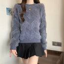 Solid Color Pullover Sweater Women's Autumn and Winter Fashion Long-sleeved Bottoming  Top