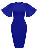 New 2026 Crew Neck Half Sleeve Hips-Wrapped Slim Fit Party Women Midi Dress Autumn Official Dresses For Ladies