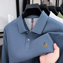 100% pure cotton high-end brand men's long sleeved polo shirt autumn fashion puppy embroidery design original top design T-shirt