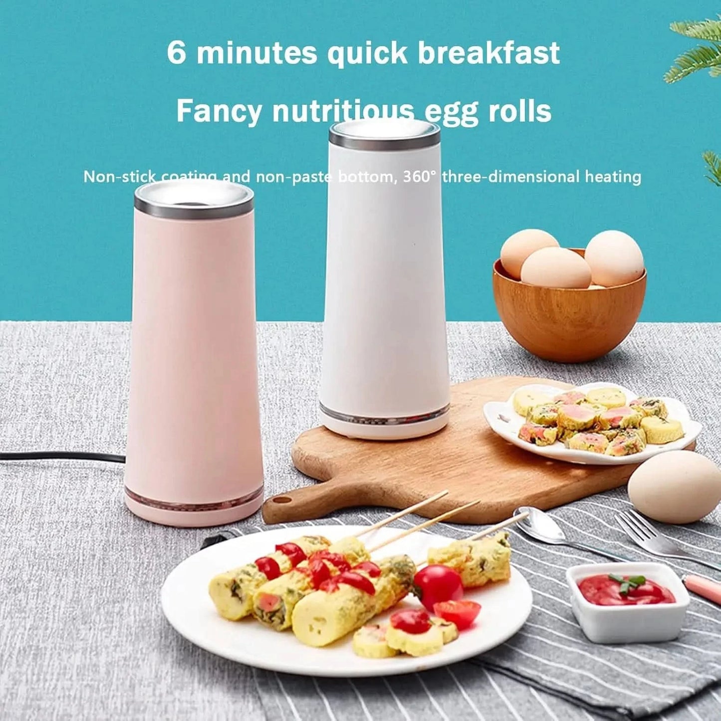 Vertical Non-Stick Simple Quick Egg Cooker, Automatic Egg Roll Machine, Breakfast Sandwich Maker, Hot Dog Master Rapid Sausage B - M & M Global