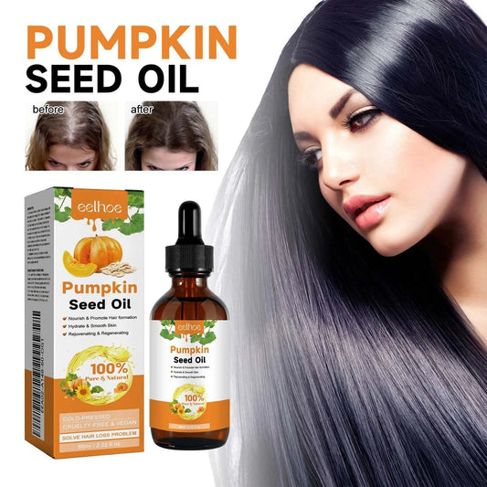 EELHOE 60ml Pumpkin Seed Oil Hair Care Essential Oil Moisturizing Smoothing Repairing Hair Roots Hair Oil For Women - M & M Global