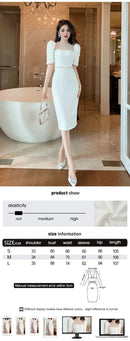 Fashion Elegant Formal Dresses Sweet Celebrity Beaded White Long Dress Sheer Mesh Flowers Split Robe Femme Prom Party Vestidos - M & M Global
