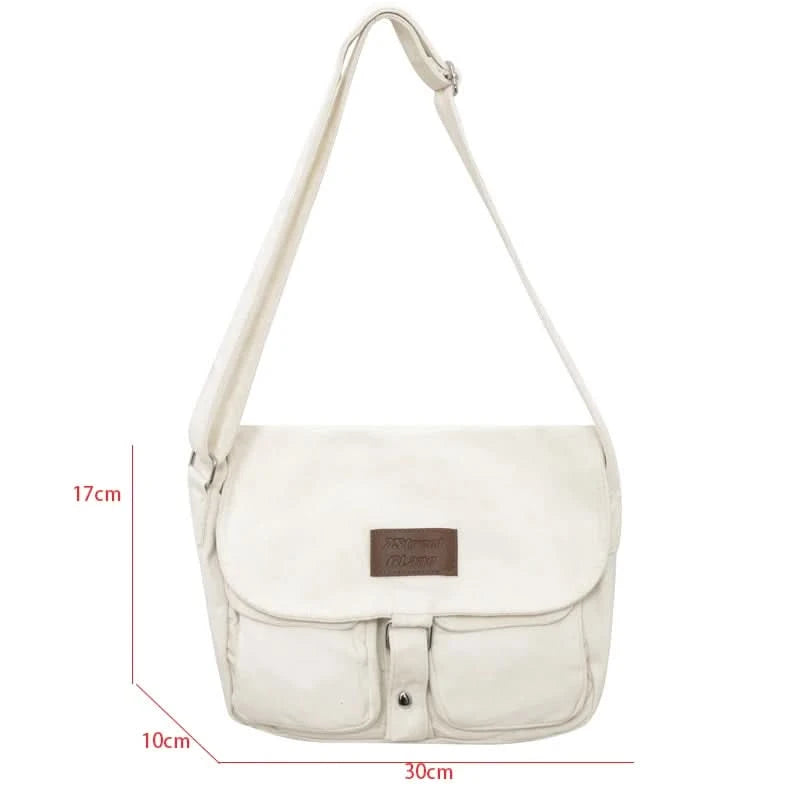 High Quality Canvas Handbag Shoulder Bags Large Capacity Crossbody Bags For Women Simple Casual Messenger Bag Student School Bag - M & M Global