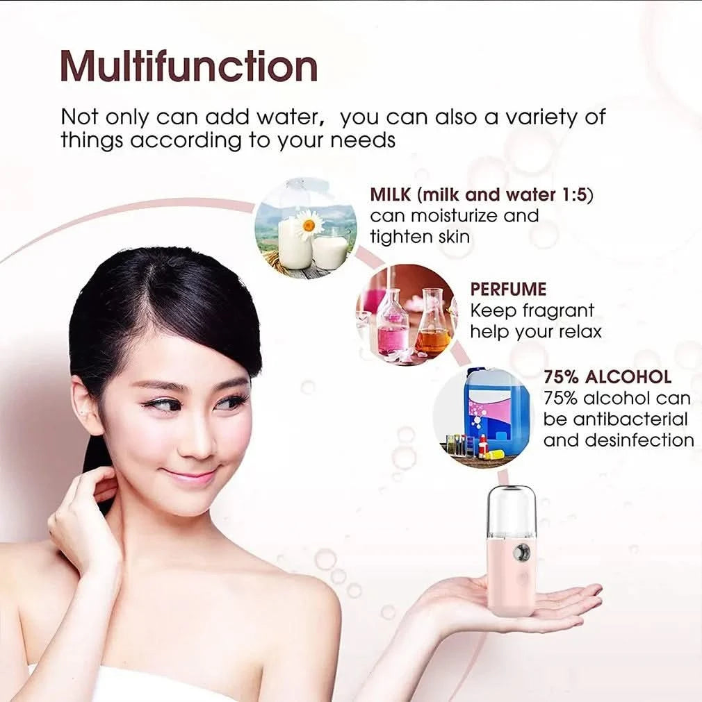 Nano Spray Water Replenisher Hydration Instrument Mini Portable Rechargeable Facial Steamer Beauty Moisturizing Humidifier - M & M Global