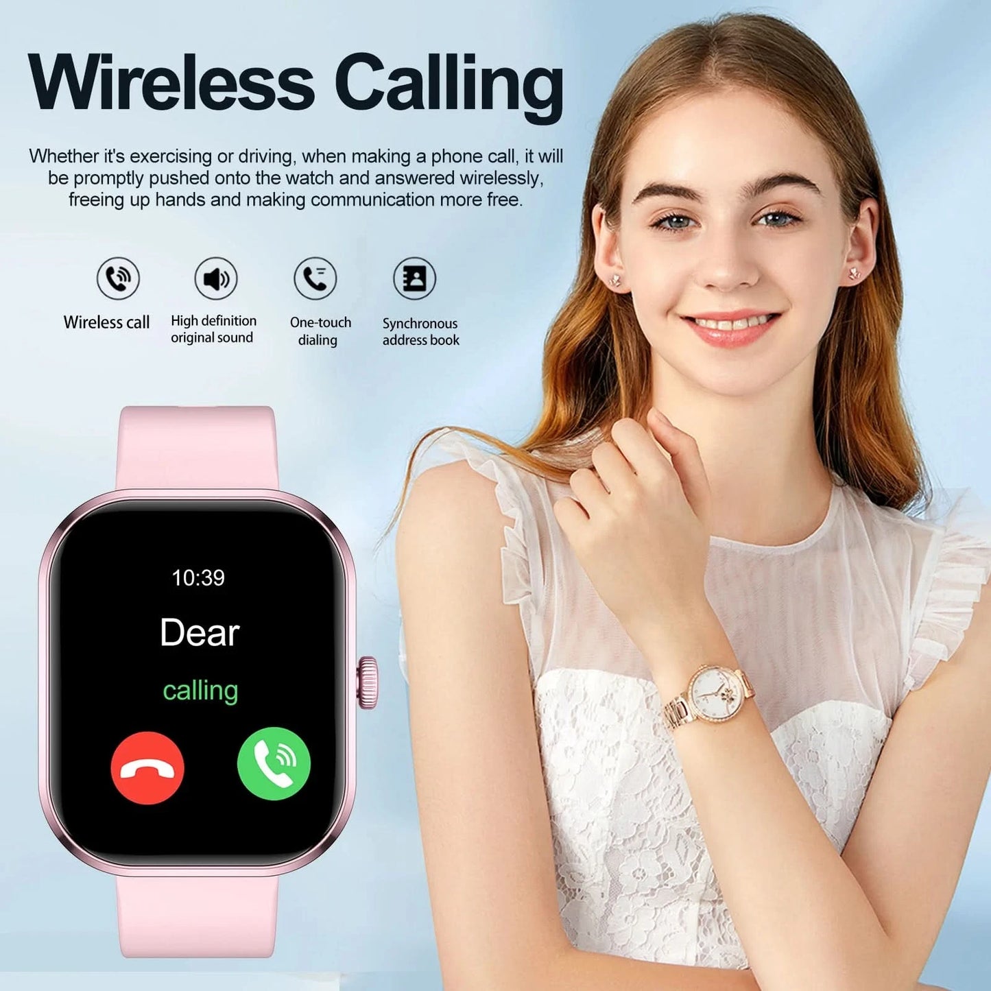 Smart Watch, Wireless Calling/dial, Multi-Sport Mode, Compatible with iPhone/Android