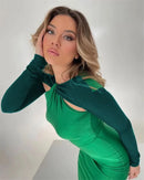 Mozision Hollow Out Sparkle Long Sleeve Maxi Dress For Women Glitter Vestidos Robe New Bodycon Shiny Night Club Party Long Dress - M & M Global